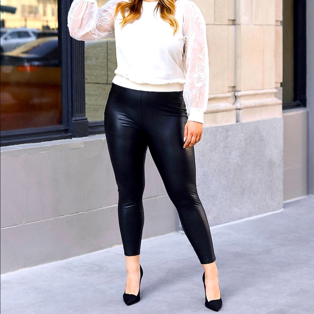 High Waisted Black Faux Leather Leggings